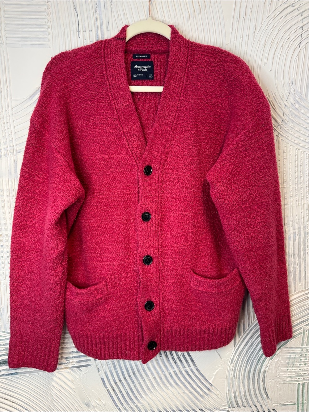 Abercrombie & Fitch Men's Cranberry Button-Up Cardigan